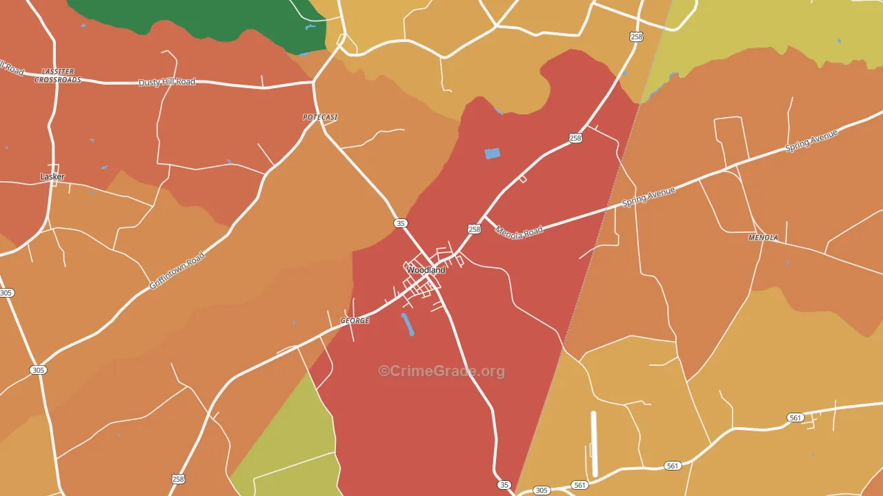 Woodland, NC Map of Theft Rates