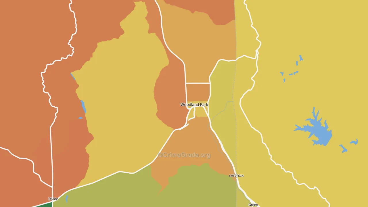 Woodland Park, CO Map of Theft Rates