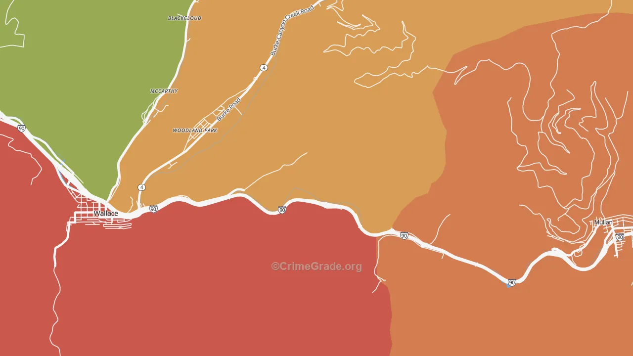 Woodland Park, ID Map of Theft Rates
