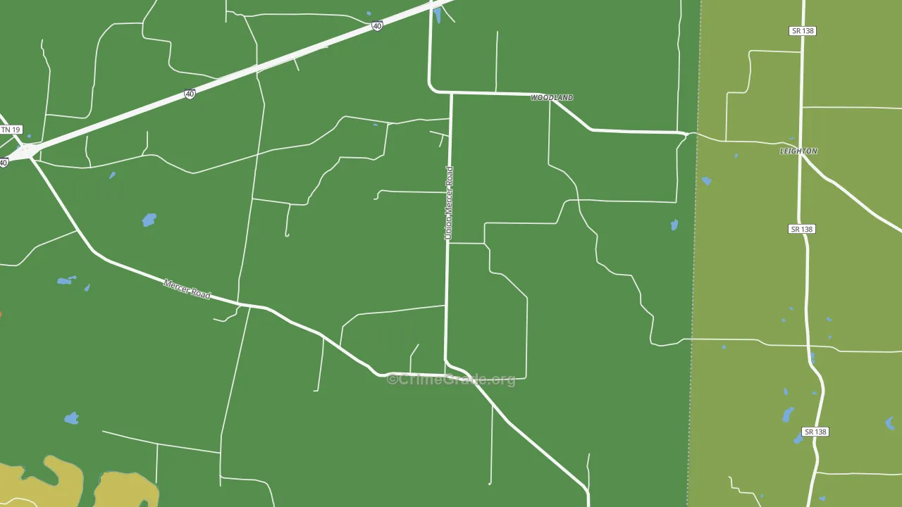 Woodland, TN Map of Theft Rates