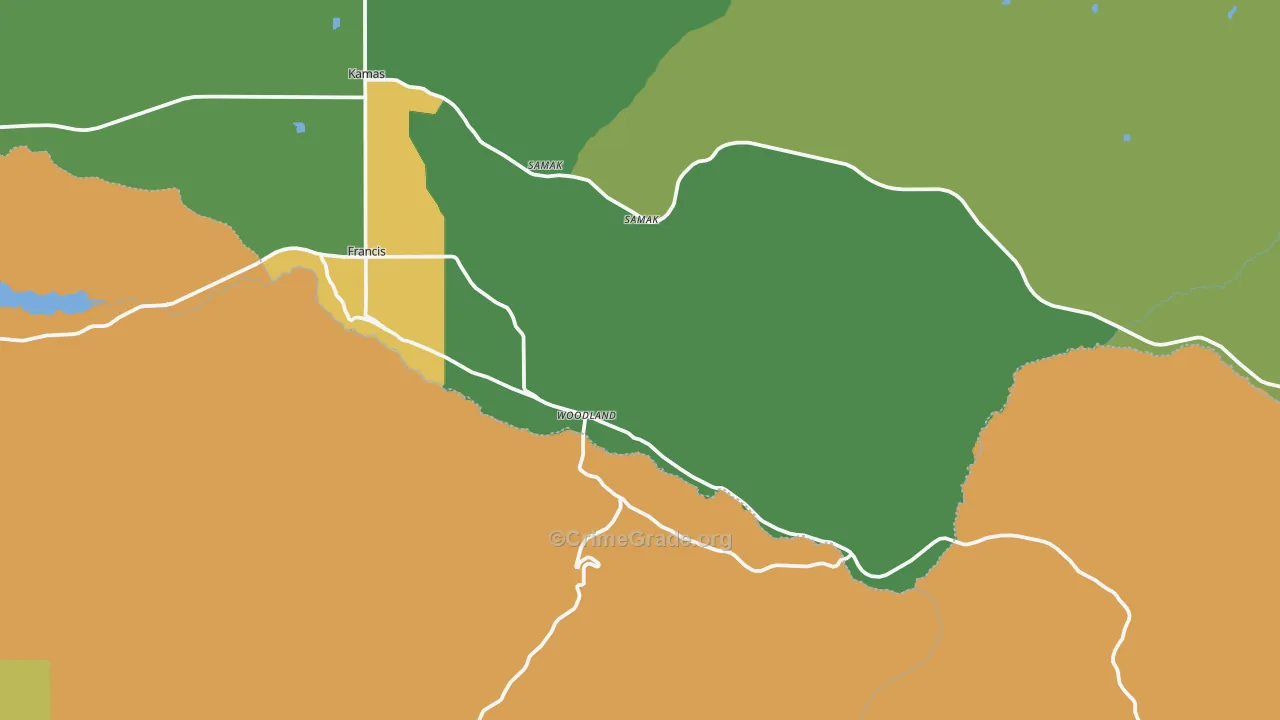 Woodland, UT Map of Theft Rates