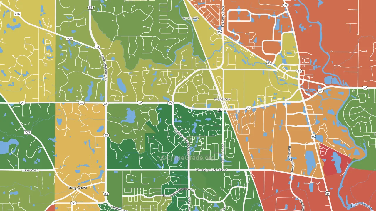 Woodlands at Fiore, Buffalo Grove, IL Map of Theft Rates