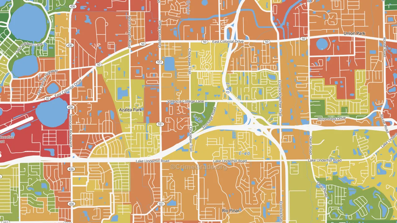 Woodlands-Orlando, Orlando, FL Map of Theft Rates