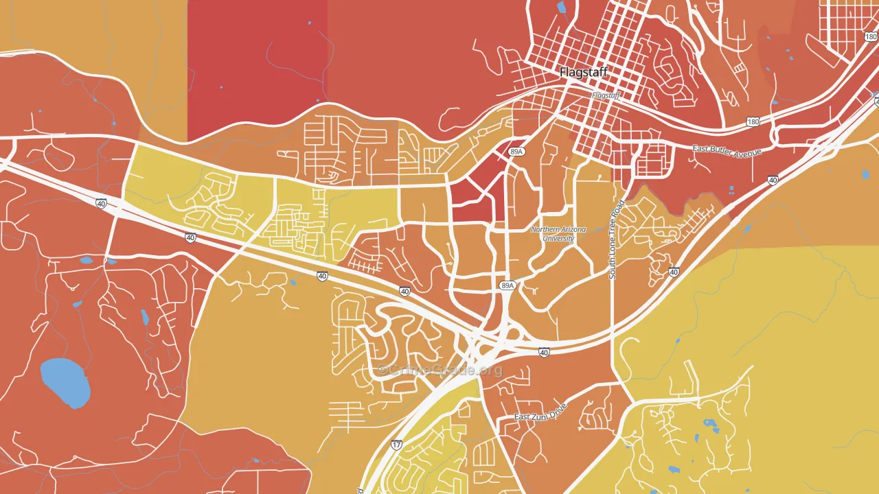 Woodlands Village, Flagstaff, AZ Map of Theft Rates