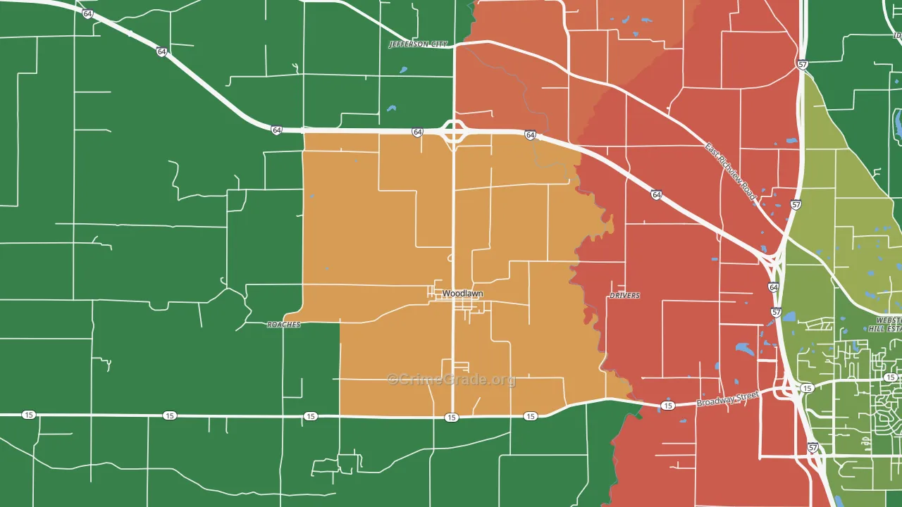 Woodlawn, IL Map of Theft Rates