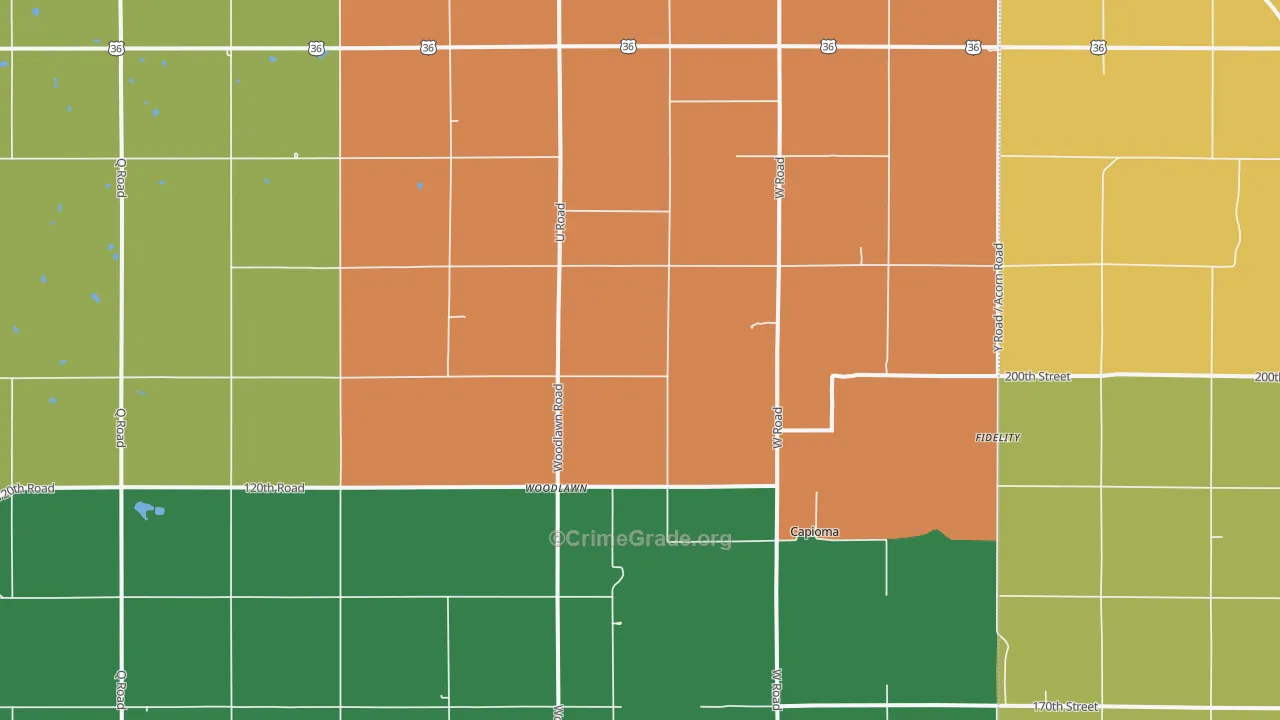 Woodlawn, KS Map of Theft Rates