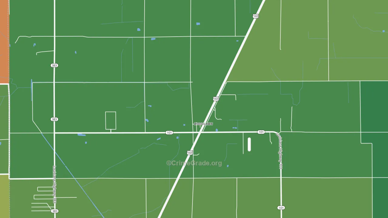 Woodlawn, LA Map of Theft Rates