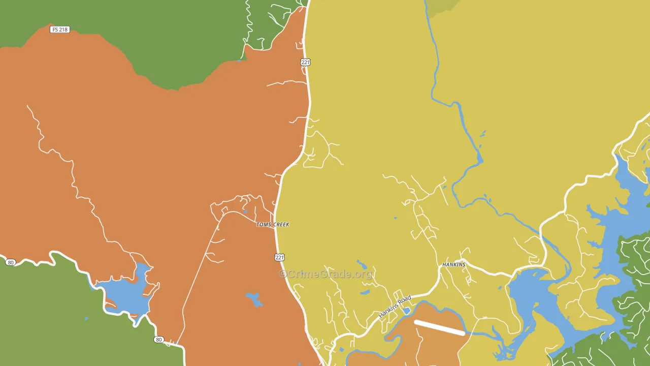 Woodlawn, NC Map of Theft Rates