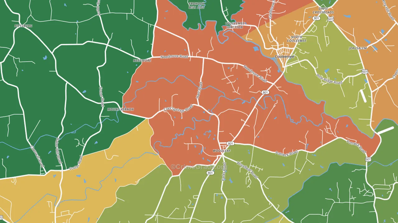 Woodleaf, NC Map of Theft Rates