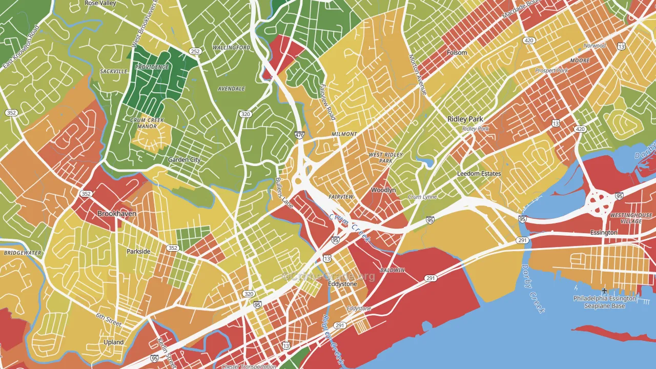 Woodlyn, PA Map of Theft Rates