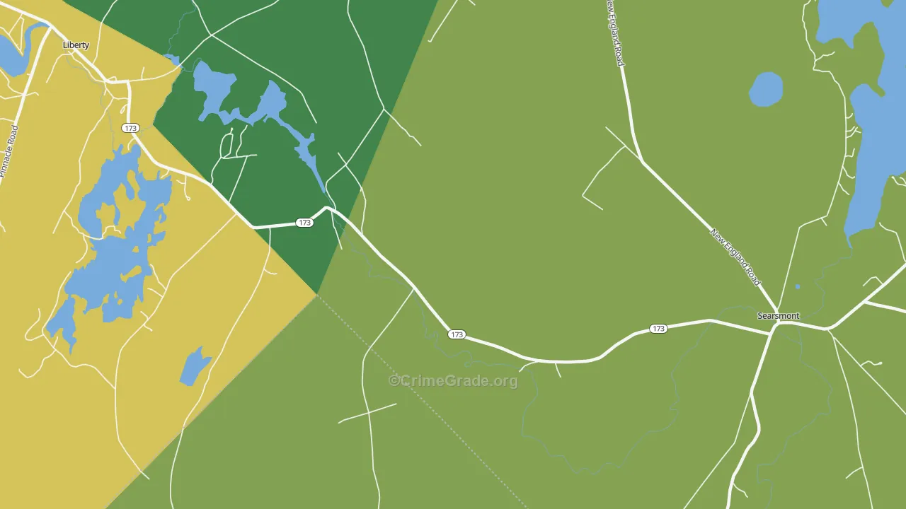 Woodmans Mills, ME Map of Theft Rates