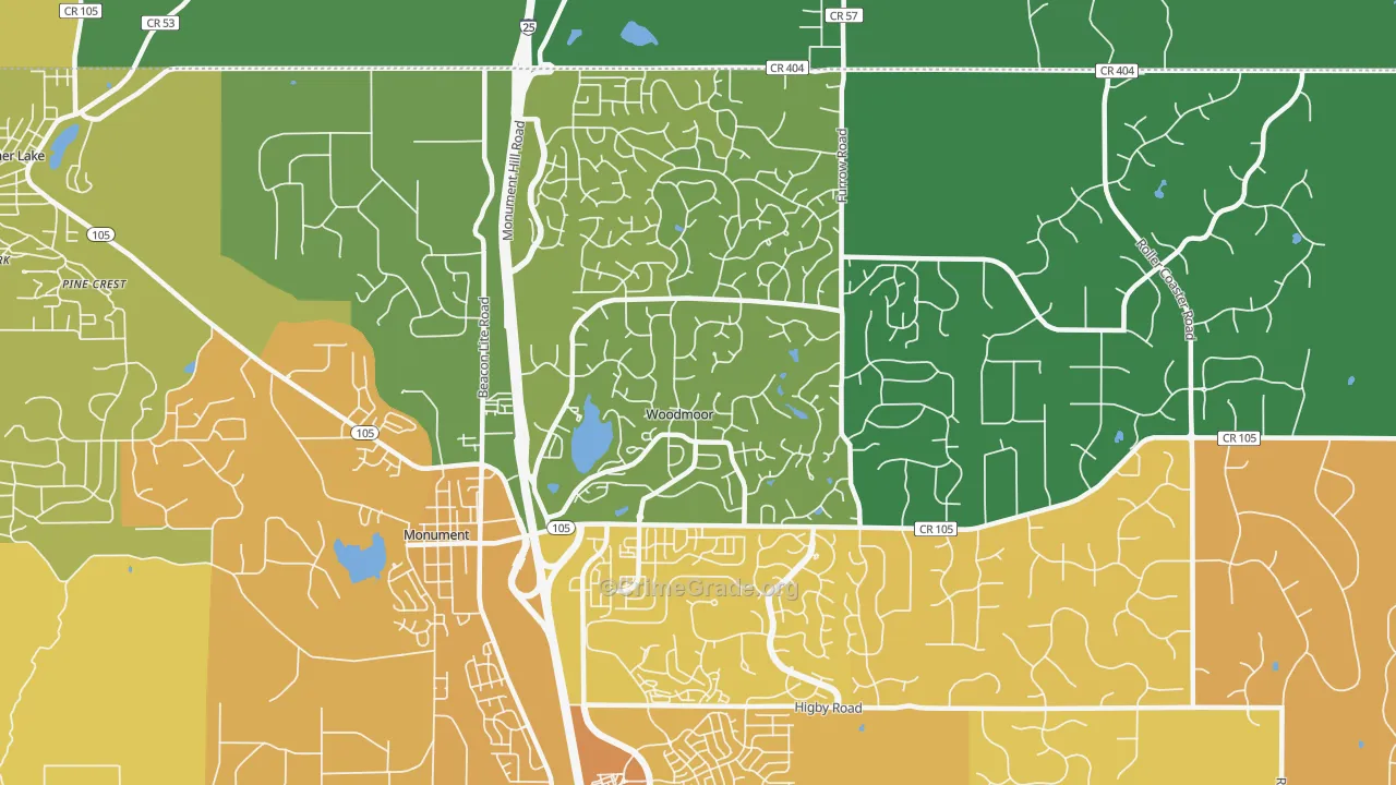 Woodmoor, CO Map of Theft Rates