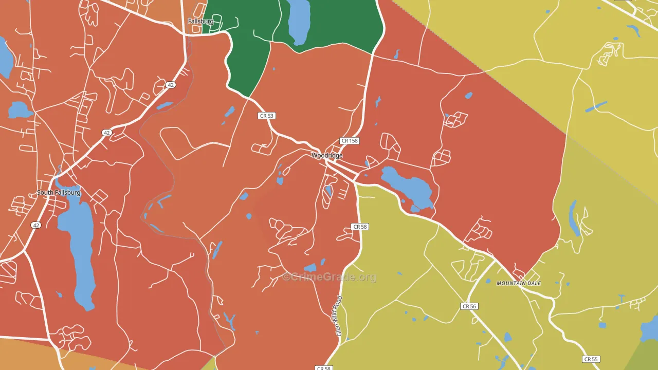 Woodridge, NY Map of Theft Rates