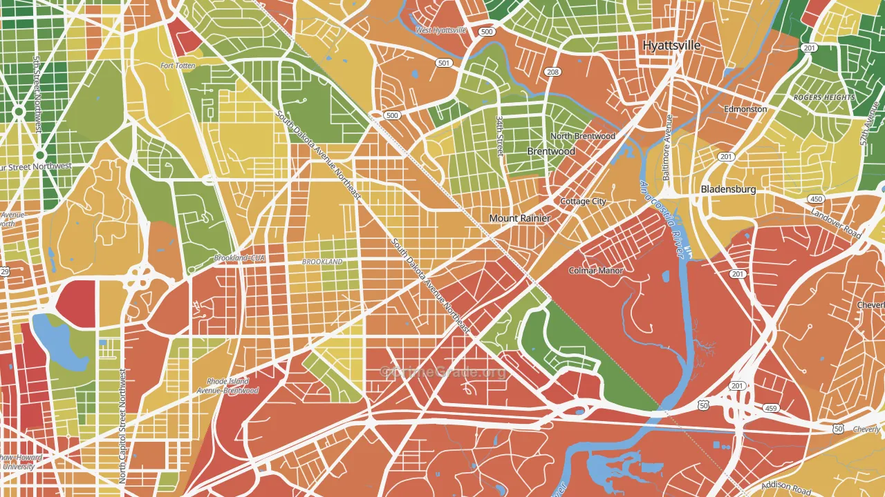 Woodridge, Washington, DC Map of Theft Rates