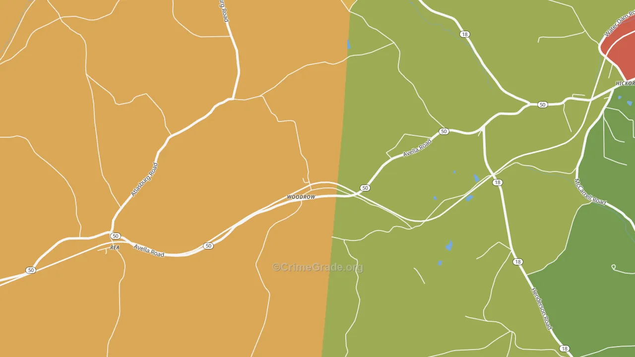 Woodrow, PA Map of Theft Rates