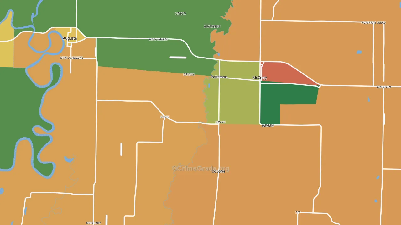 Woodruff County, AR Map of Theft Rates