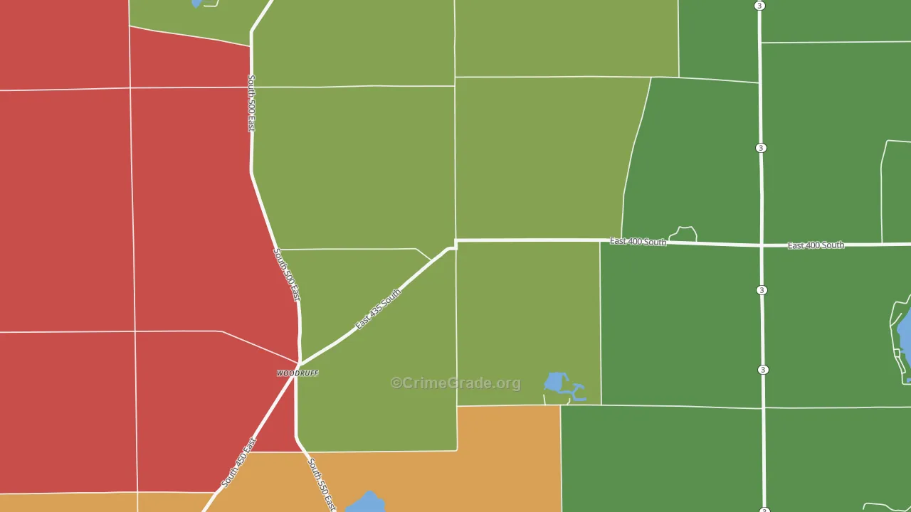 Woodruff, IN Map of Theft Rates