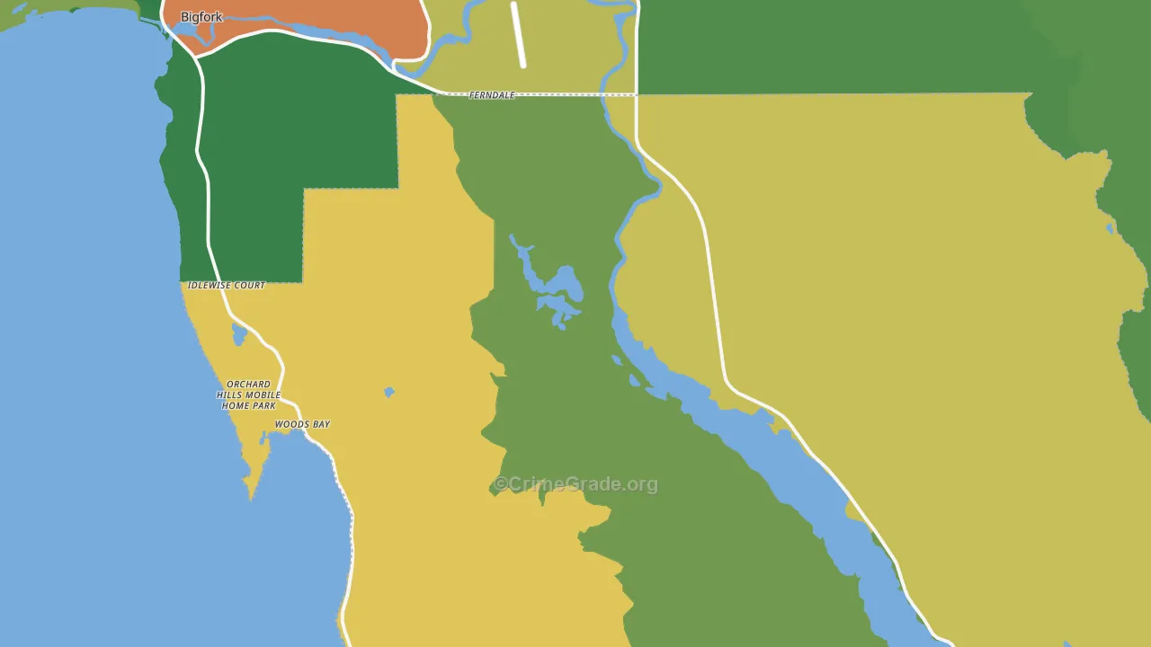 Woods Bay, MT Map of Theft Rates