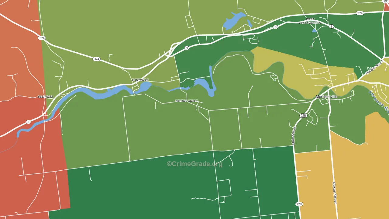 Woods Mills, NY Map of Theft Rates