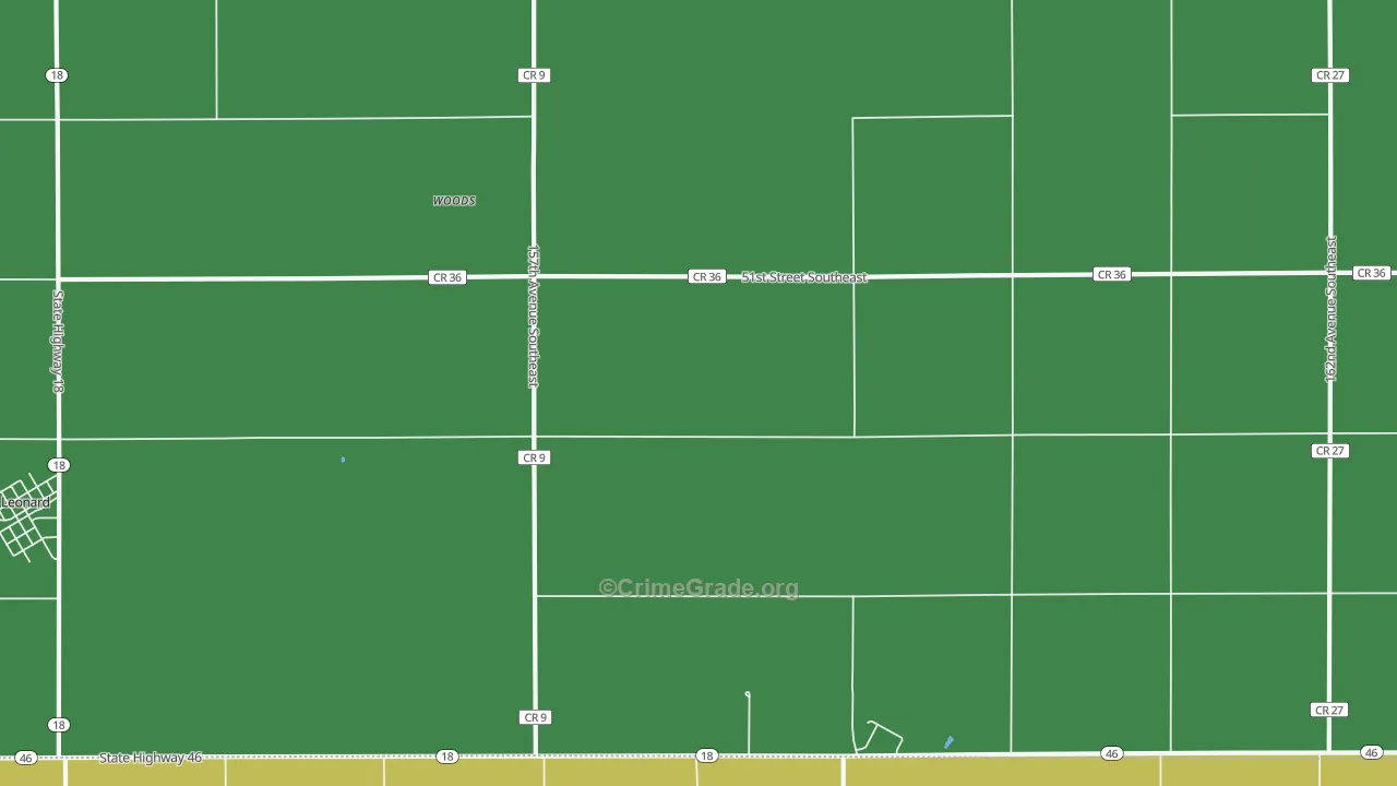 Woods, ND Map of Theft Rates