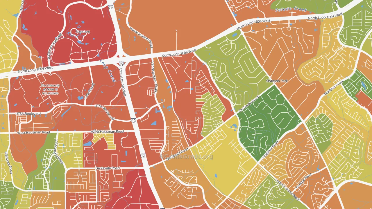 Woods of Shavano, San Antonio, TX Map of Theft Rates