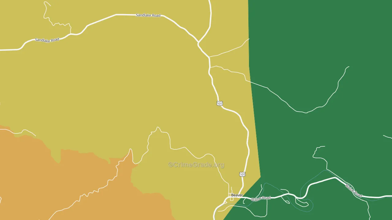 Woods, OR Map of Theft Rates