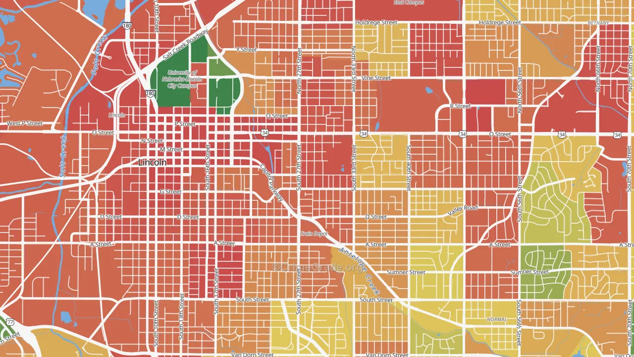 Woods Park, Lincoln, NE Map of Theft Rates