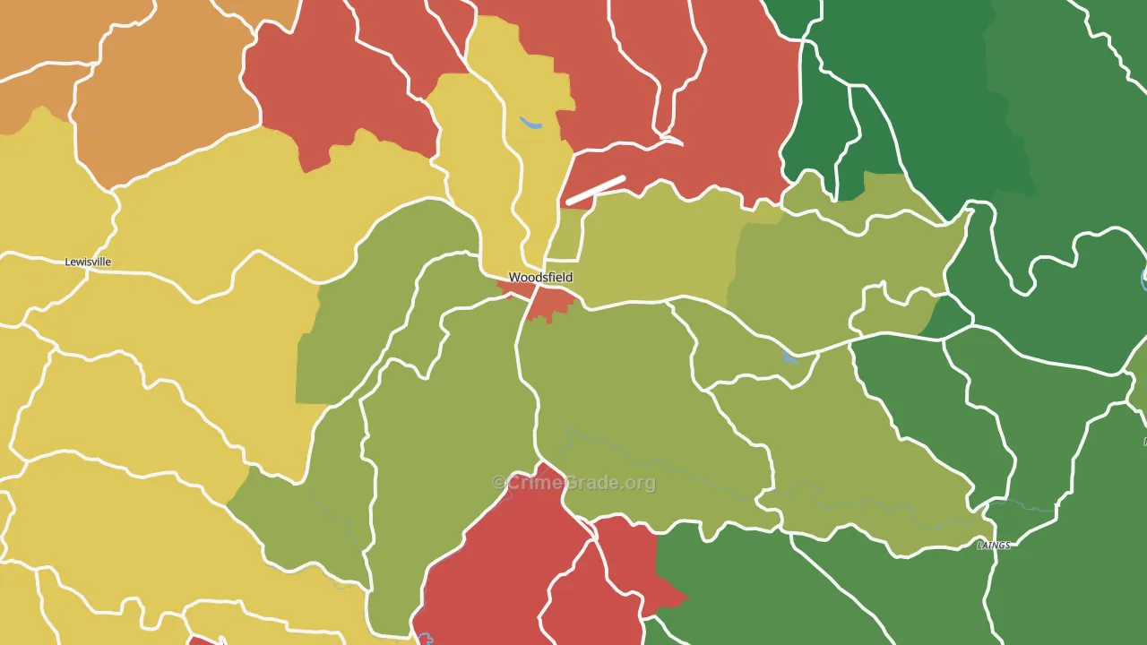Woodsfield, OH Map of Theft Rates