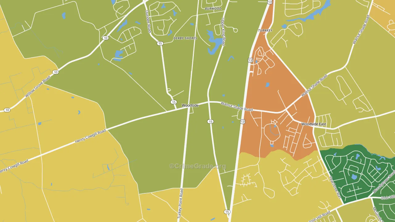Woodside, DE Map of Theft Rates