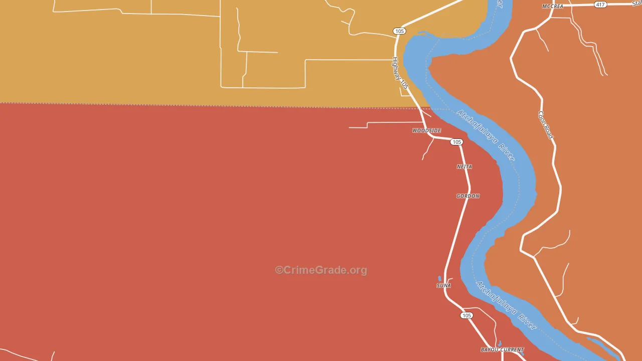 Woodside, LA Map of Theft Rates