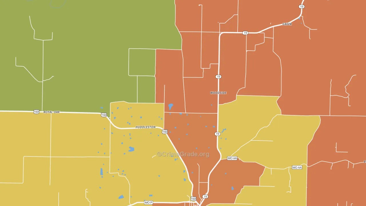 Woodside, MO Map of Theft Rates