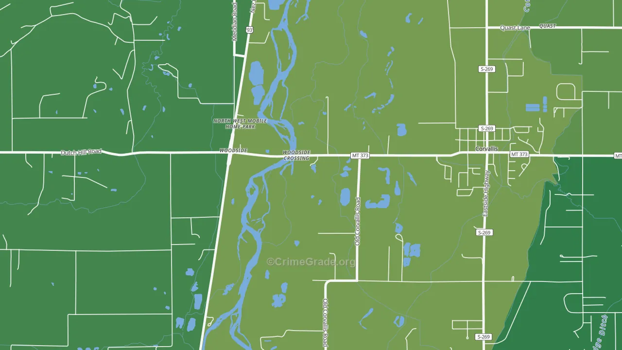 Woodside, MT Map of Theft Rates