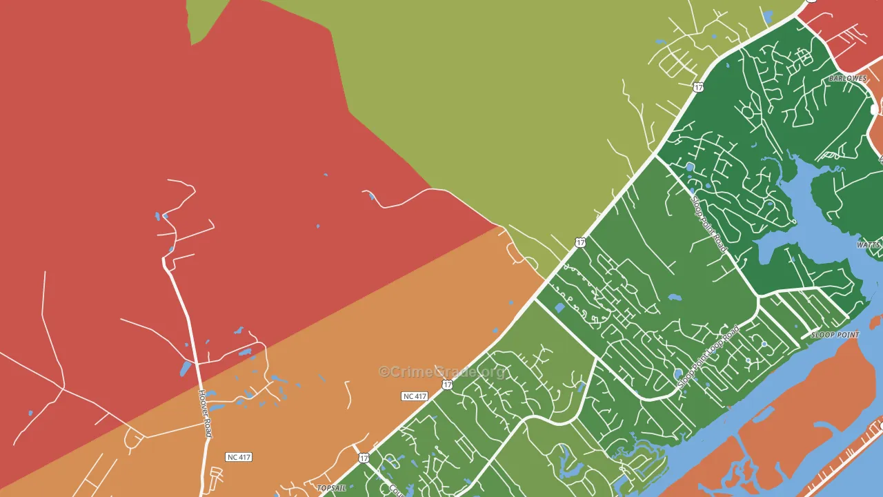 Woodside, NC Map of Theft Rates