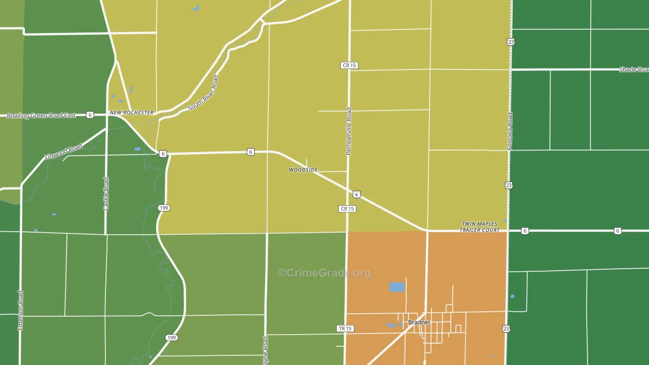 Woodside, OH Map of Theft Rates
