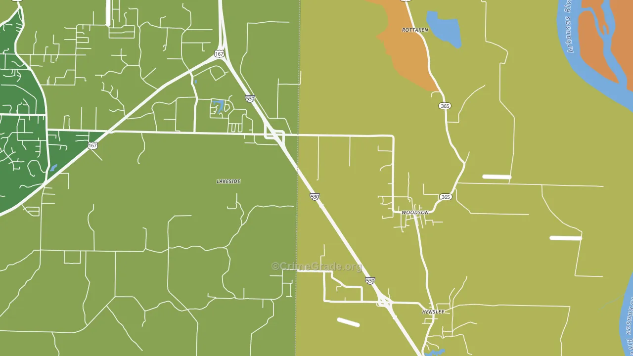 Woodson, AR Map of Theft Rates