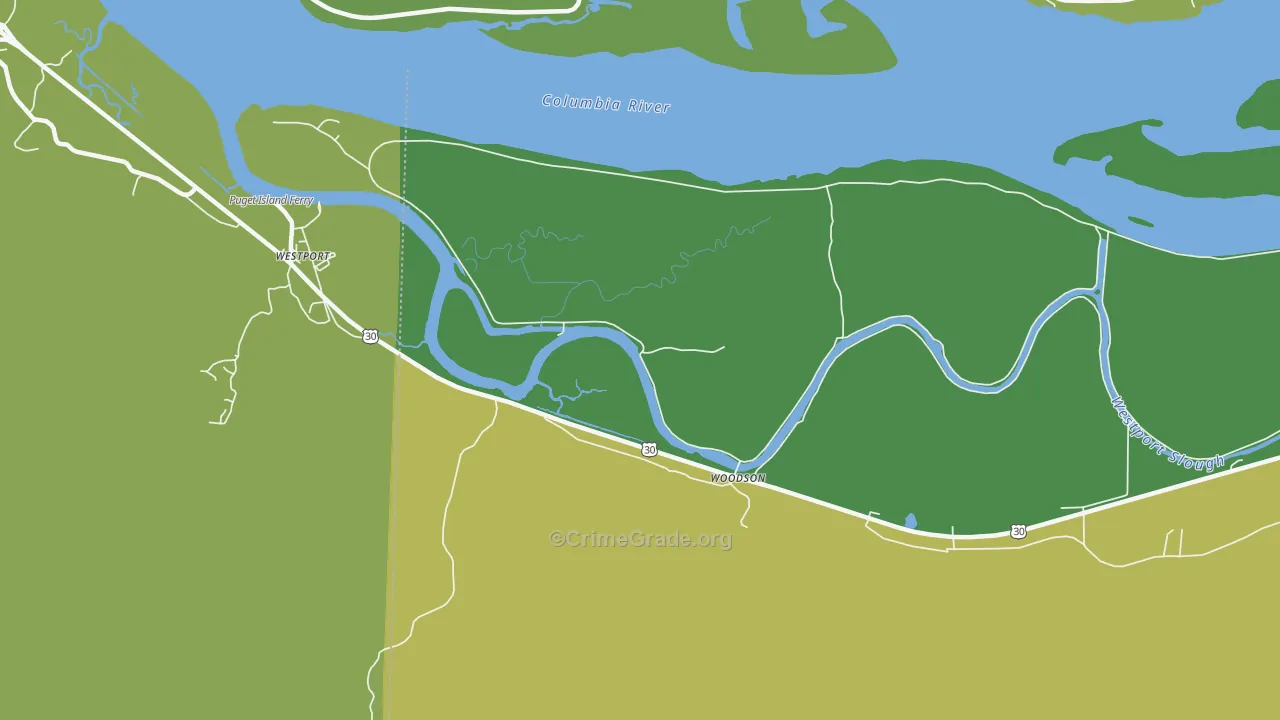 Woodson, OR Map of Theft Rates