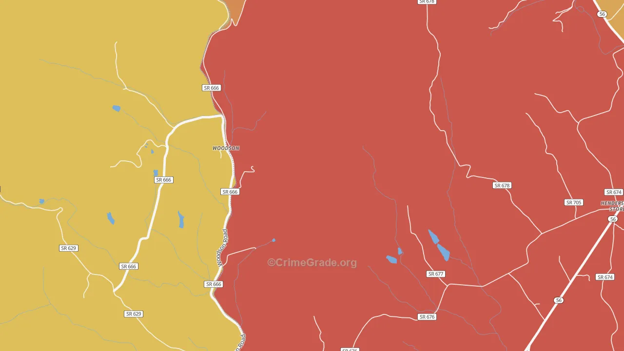 Woodson, VA Map of Theft Rates