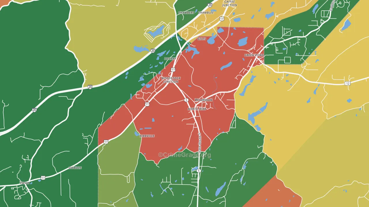Woodstock, AL Map of Theft Rates