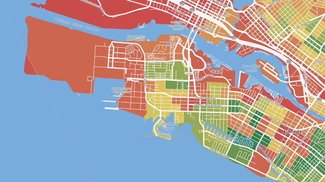 Woodstock, Alameda, CA Map of Theft Rates