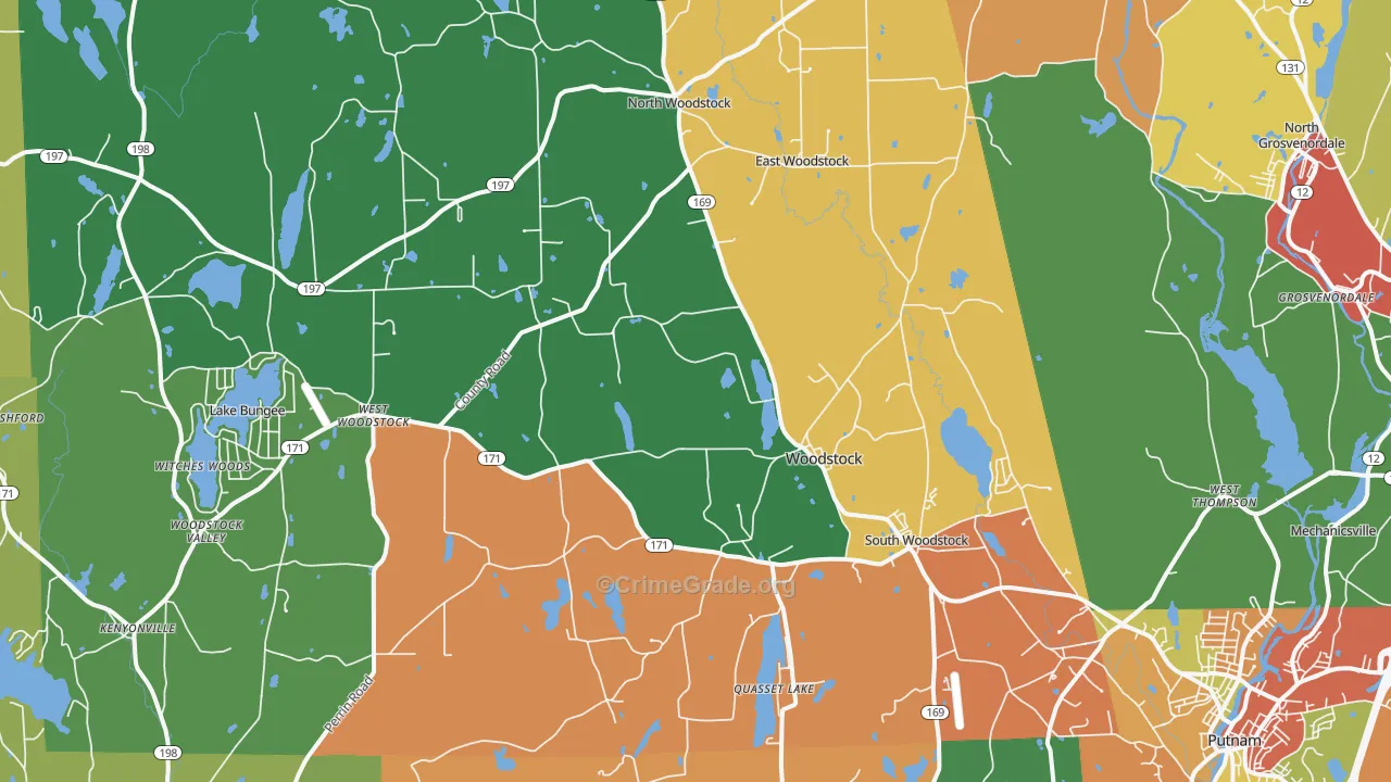 Woodstock, CT Map of Theft Rates