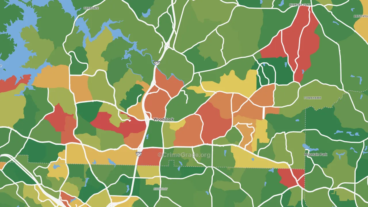 Woodstock, GA Map of Theft Rates