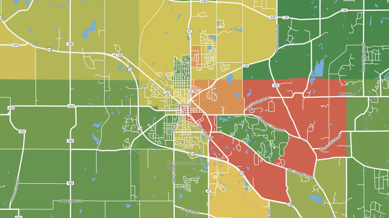 Woodstock, IL Map of Theft Rates