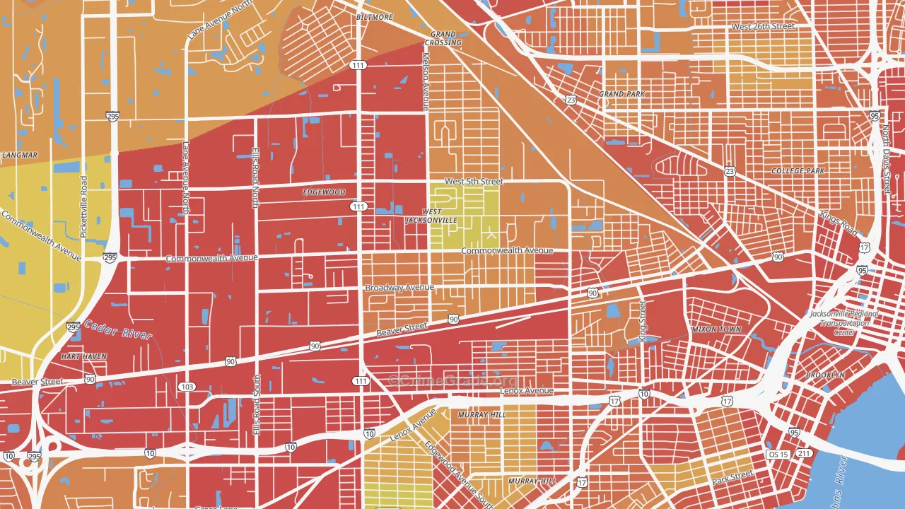 Woodstock, Jacksonville, FL Map of Theft Rates