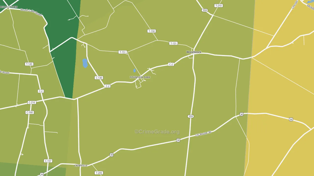 Woodstock, OH Map of Theft Rates