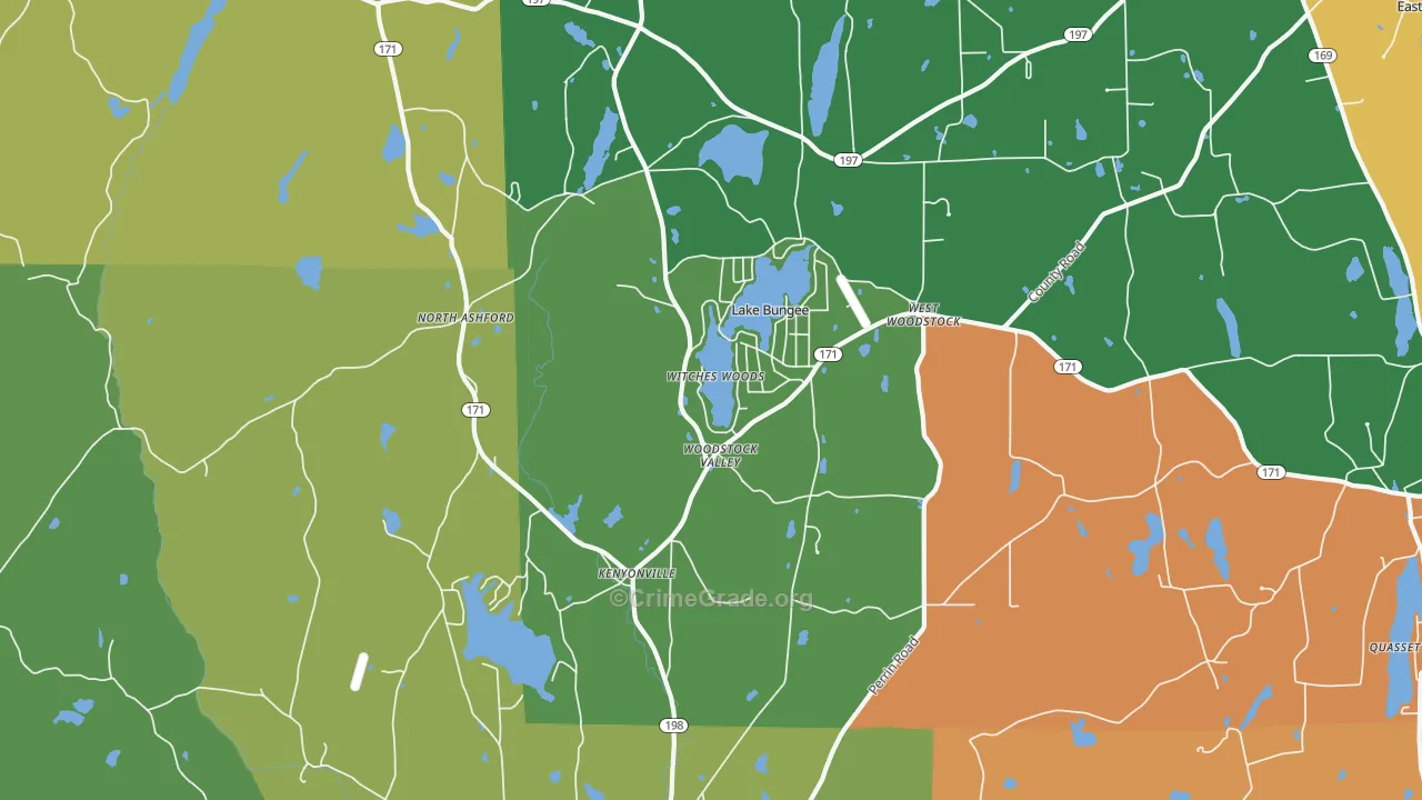 Woodstock Valley, CT Map of Theft Rates