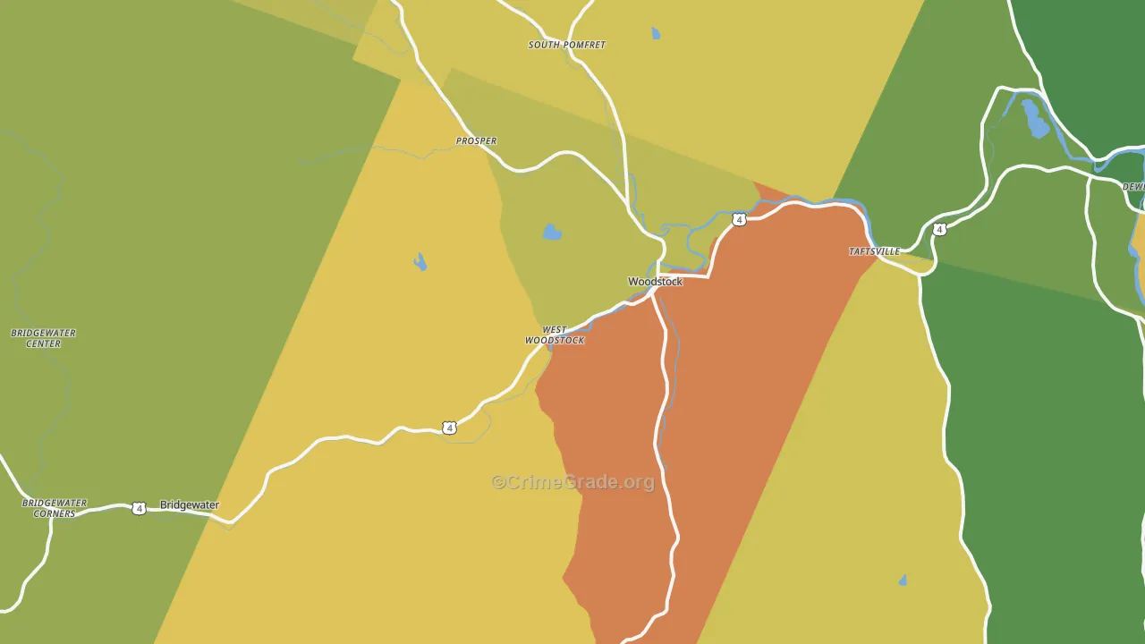 Woodstock, VT Map of Theft Rates