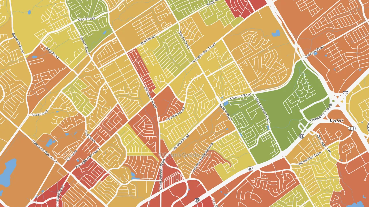 Woodstone, San Antonio, TX Map of Theft Rates