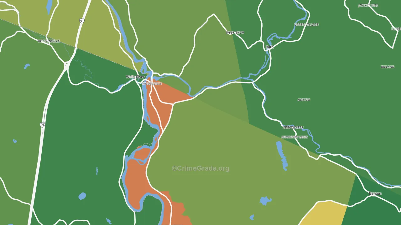 Woodsville, NH Map of Theft Rates