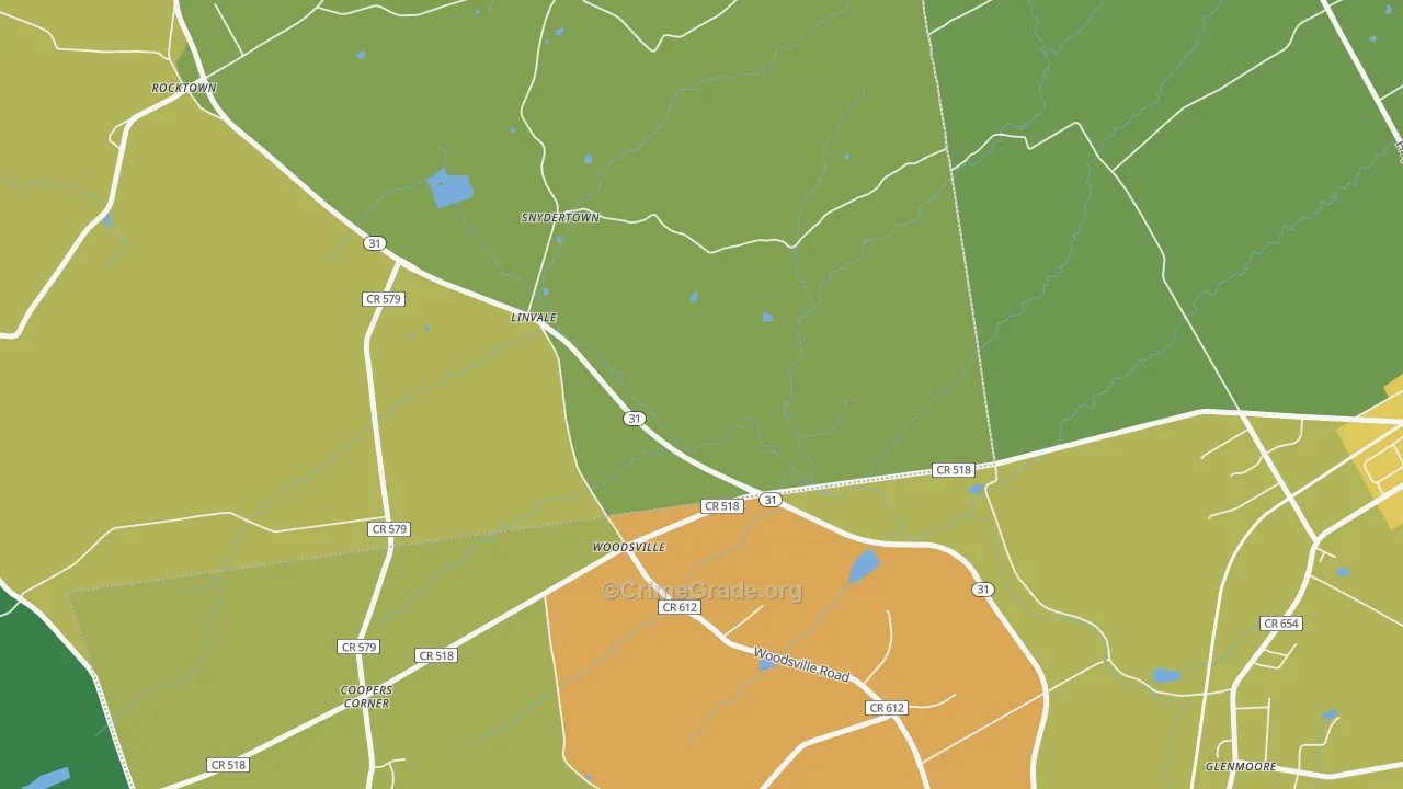 Woodsville, NJ Map of Theft Rates