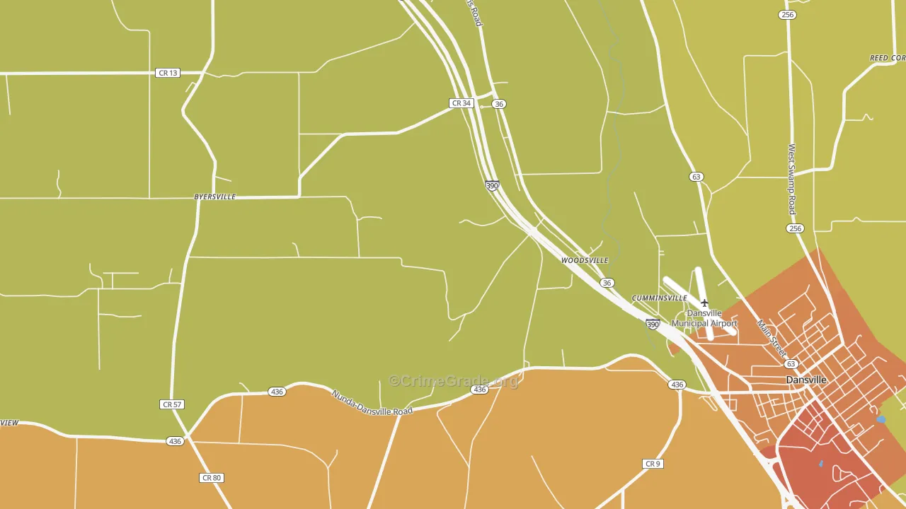 Woodsville, NY Map of Theft Rates